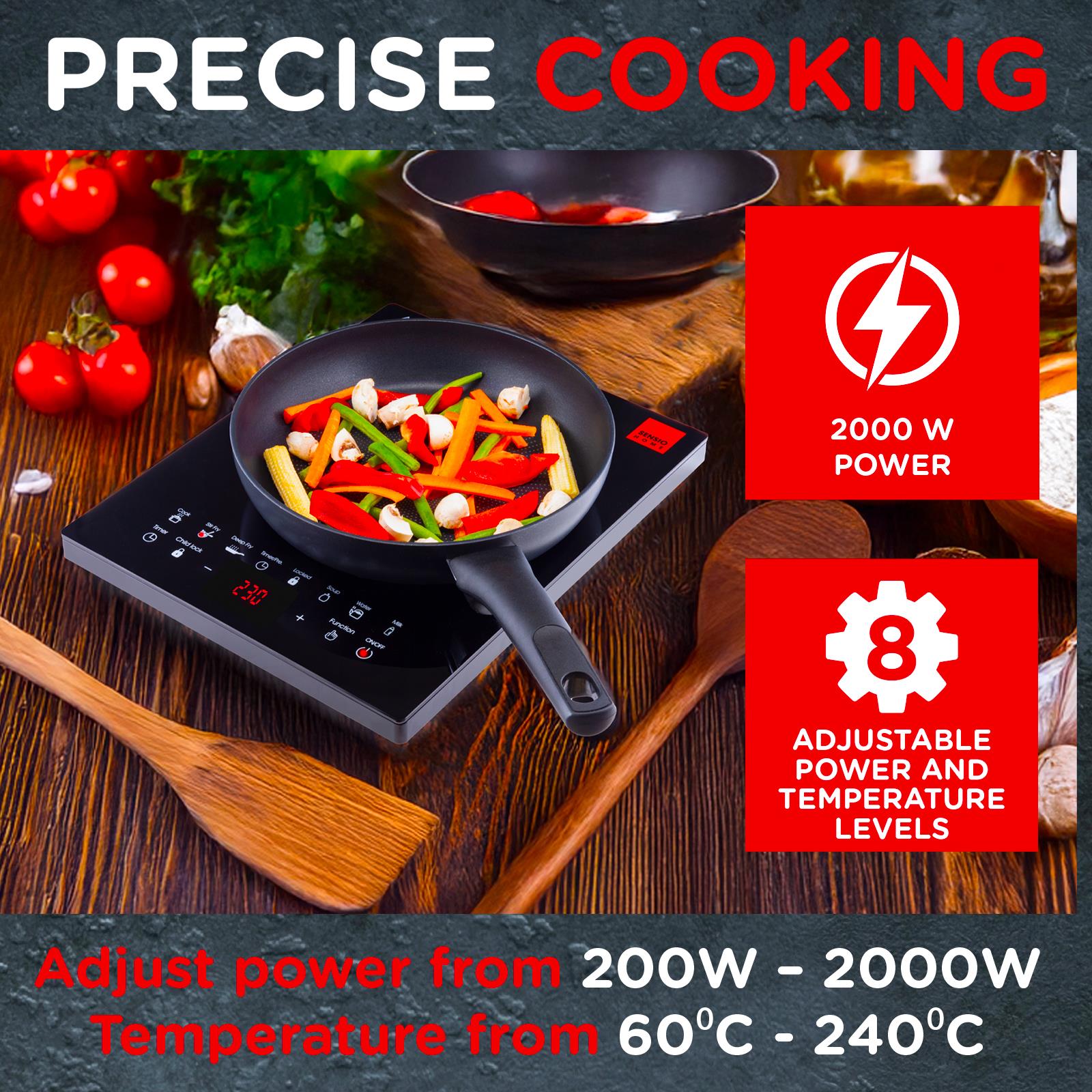 Sensiohome Electric Digital Induction Hob 8 Adjustable Temperature & Power Settings, 6 Cooking Settings