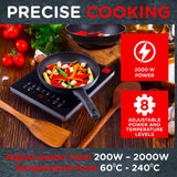Sensiohome Electric Digital Induction Hob 8 Adjustable Temperature & Power Settings, 6 Cooking Settings