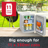 Sensiohome 10L Mini Fridge Cooler & Warmer | AC+DC Power - 12v, UK & EU Plug (Silver)