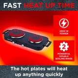Sensiohome Portable Electric Double Hot Plate Hob Cooktop – Upgraded Table Top Hotplate with 2 Hot Plates (1000W & 1500W)