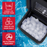 Sensiohome Ice Cube Maker Countertop Machine 9 Ice Cubes in Minutes, 12KG of Ice in 24 Hours, Large & Small Ice