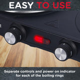 Sensiohome Portable Electric Double Hot Plate Hob Cooktop – Upgraded Table Top Hotplate with 2 Hot Plates (1000W & 1500W)