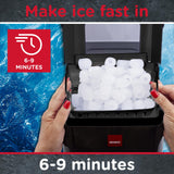 Sensiohome Ice Cube Maker Countertop Machine 9 Ice Cubes in Minutes, 12KG of Ice in 24 Hours, Large & Small Ice