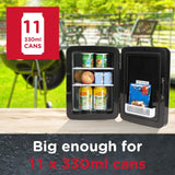 Sensiohome 10L Mini Fridge Cooler & Warmer | AC+DC Power - 12v, UK & EU Plug (Midnight Black)