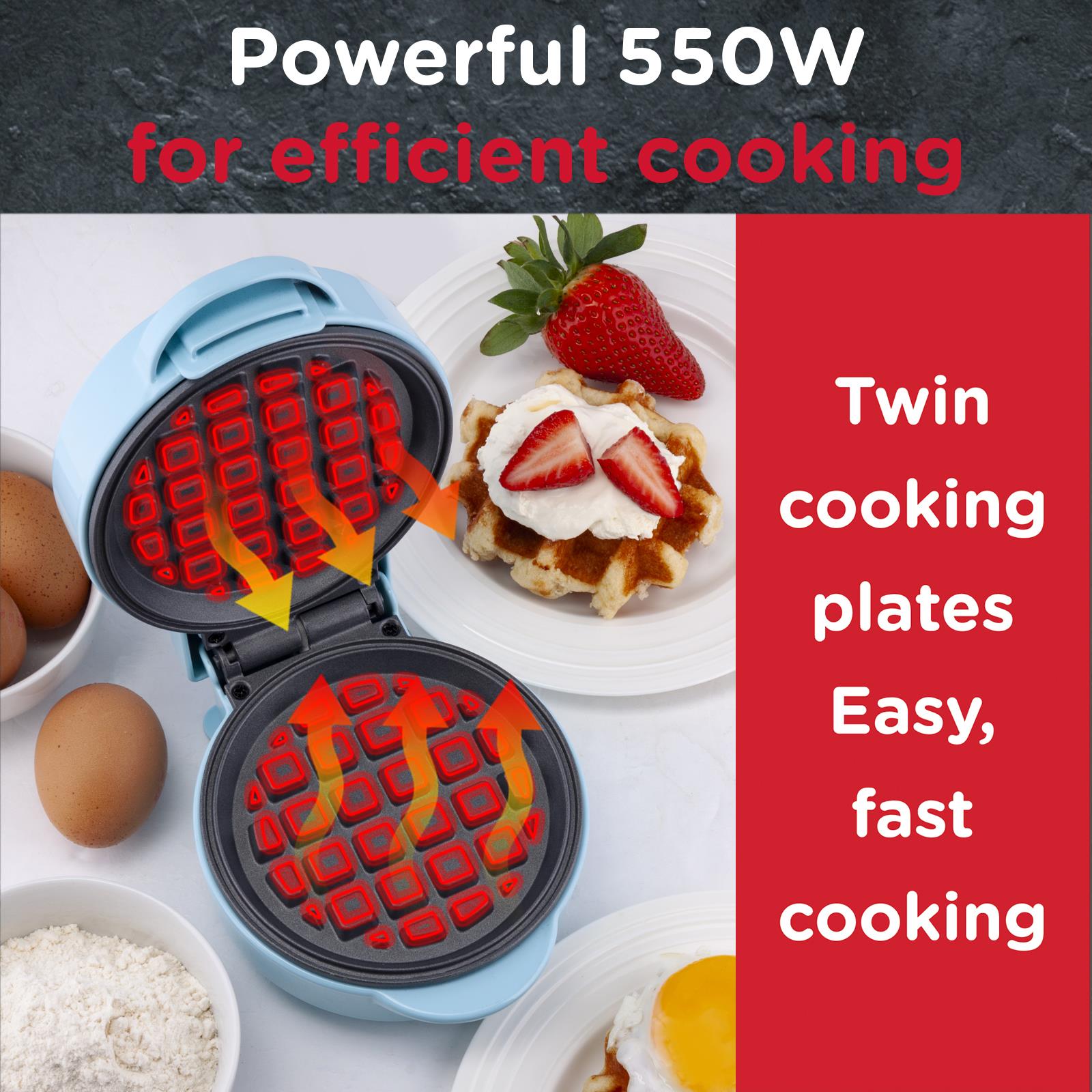 Global Gourmet by Sensiohome Mini Waffle Maker Machine Blue 550W