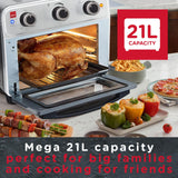 Sensiohome Mega 21L Capacity Air Fryer Oven, Family Size Healthy Cooking, 1800W Multifunctional