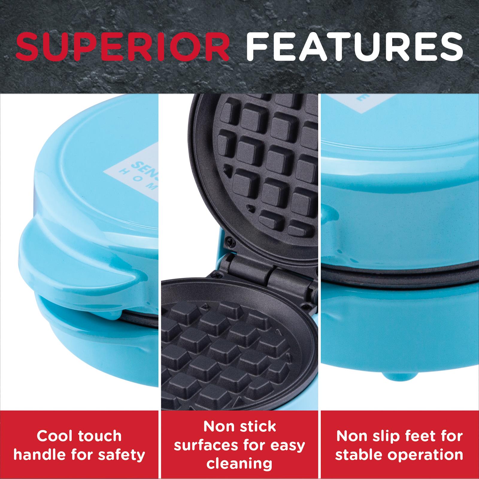 Global Gourmet by Sensiohome Mini Waffle Maker Machine Blue 550W
